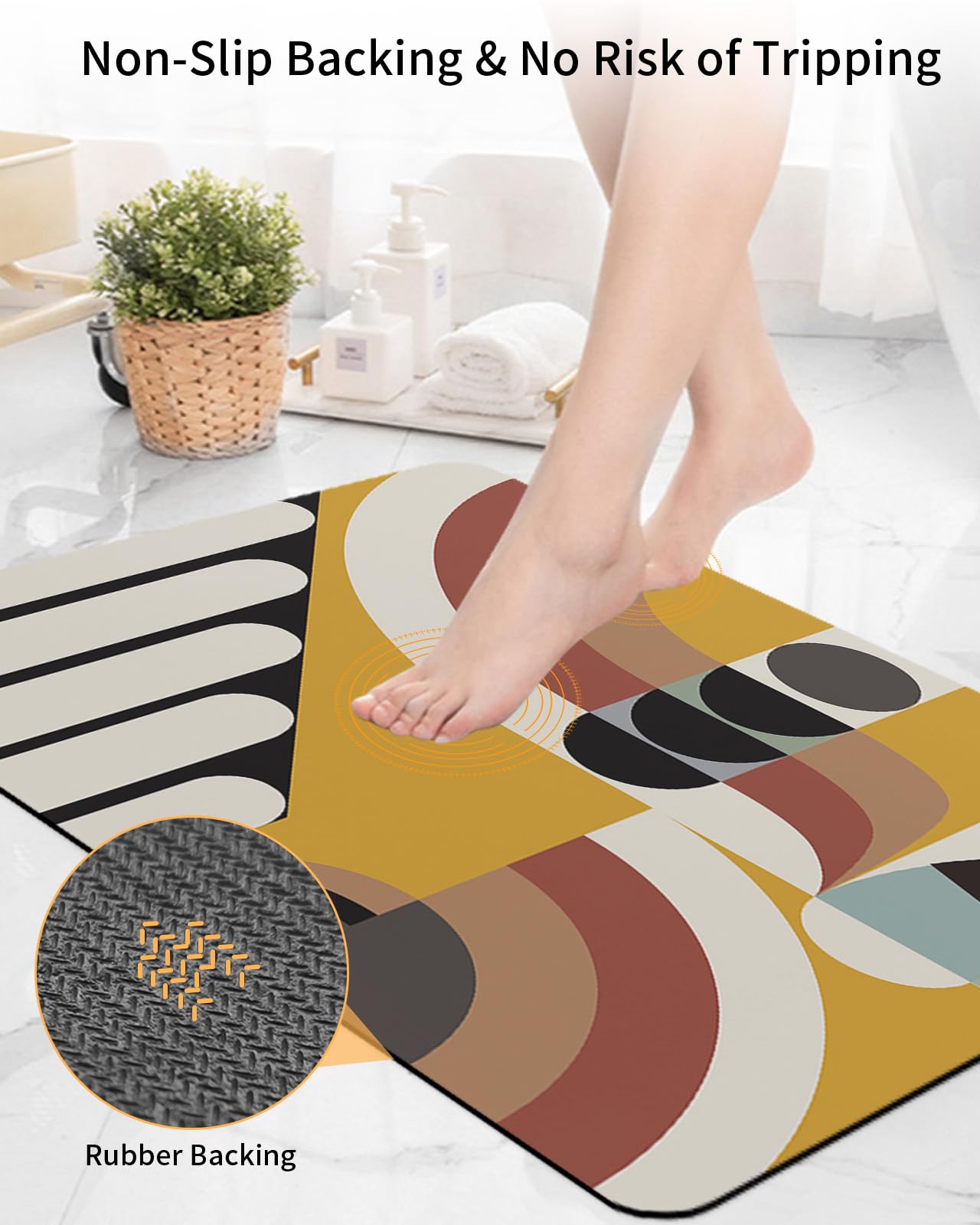 Geometry bath rug/ミヨシラグ Amazon.com: Geometric Bath Mat for Tub,Non Slip Bathroom